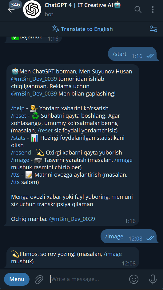ChatGPT Telegram BOT